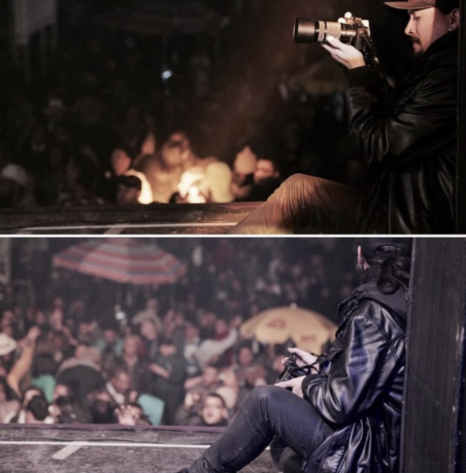 Ed Zimerer captando show de dentro do palco, de frente para a plateia